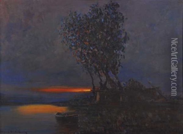 Crepusculo En La Costa Oil Painting - Stephen Robert Koekkoek