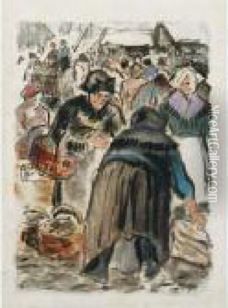 Le Marche Oil Painting - Camille Pissarro