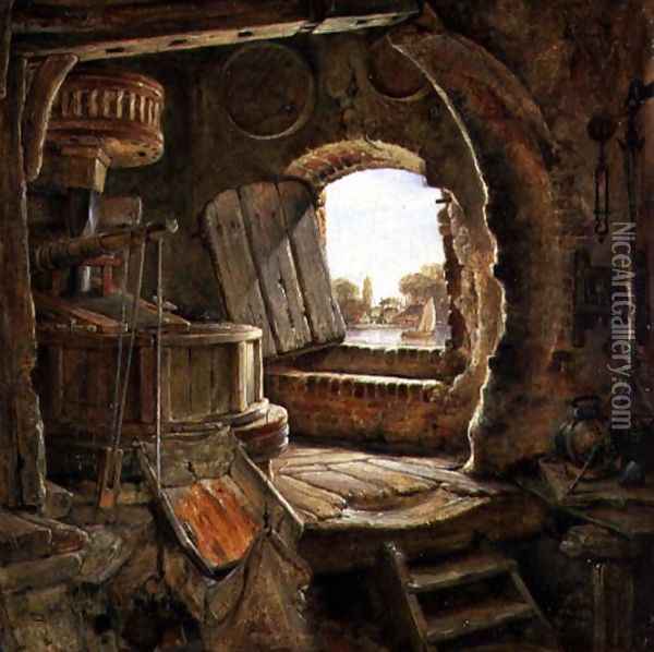 Rembrandt's Father's Mill, 1838 Oil Painting - Edward William Cooke