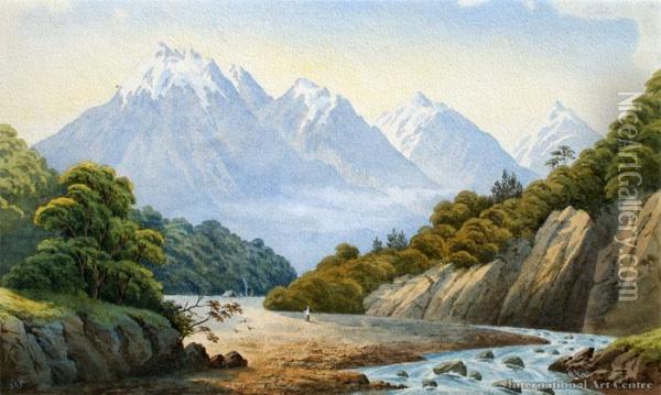 Surveyor's Camp, Matukituki Valley Oil Painting - John Barr Clarke Hoyte