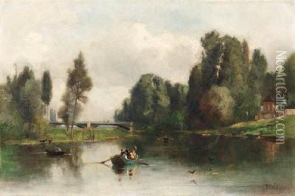 Boating Scene
Signed 'f.d.williams' (lower Right) Oil Painting - Frederick Dickinson Williams