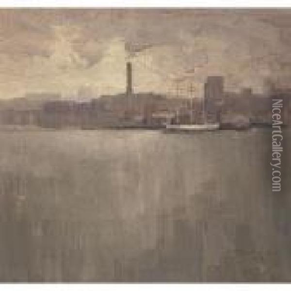 Harbour Scene Oil Painting - Elioth Gruner