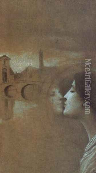 With Gregoire Le Roy. My Heart cries for the Past Oil Painting - Fernand Khnopff