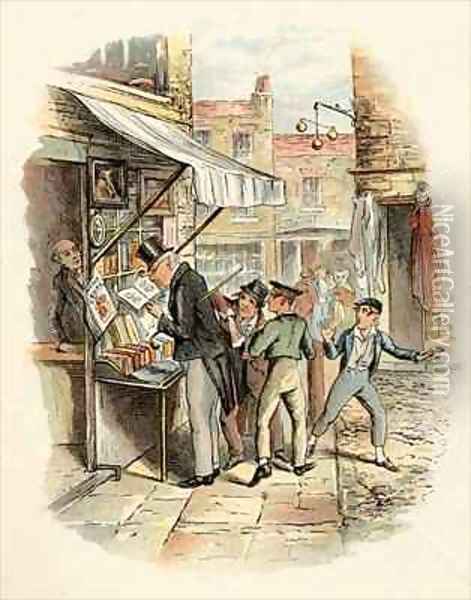 Oliver amazed at the Dodgers mode of Going to Work Oil Painting - George Cruikshank I