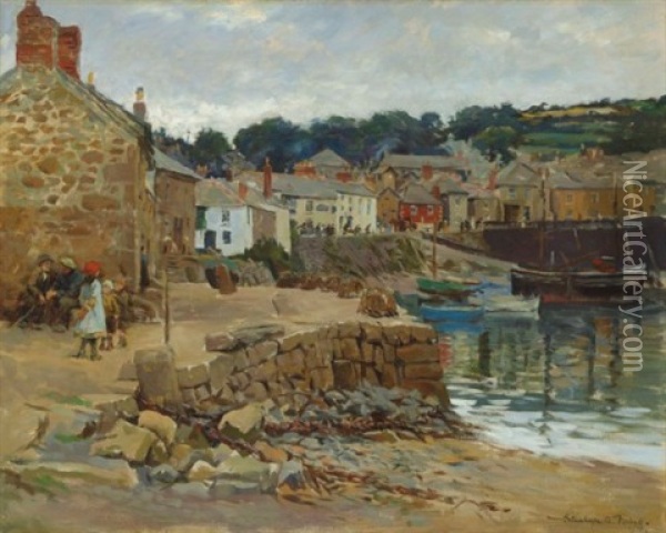 Mousehole, Near Newlyn Oil Painting - Stanhope Forbes