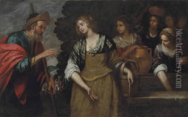 Rebecca And Eliezer At The Well Oil Painting - Giovanni Andrea de Ferrari