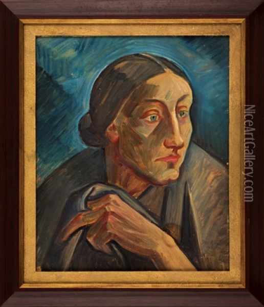 Portrait Of Woman Oil Painting - Jaroslav Kral