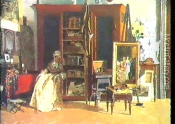 Im Maleratelier Oil Painting - Johann Adolf Brandeis