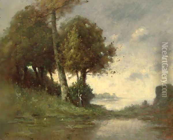 Banks Of The Marne Near Angers Oil Painting - Paul Trouillebert