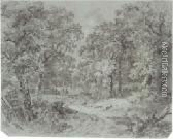 A Lane Running Through Woodland Oil Painting - Georg Maximilian Johann Von Dillis