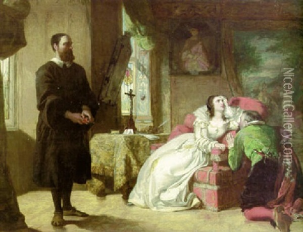 John Knox Rebuking Mary Queen Of Scots Oil Painting - William Powell Frith