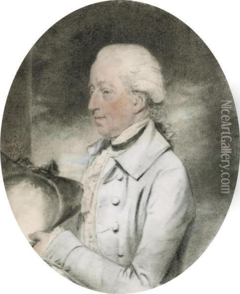 Portrait Of Charles Colmore, Half-length, Holding A Hat Oil Painting - John Downman