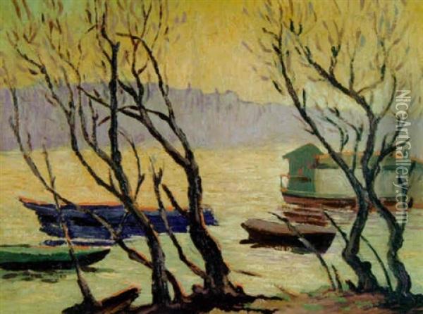 Boats At Essex Oil Painting - William Samuel Horton