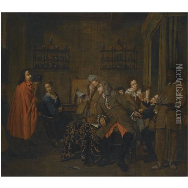 A Musical Party In An Interior Oil Painting - Pieter Jacob Horemans