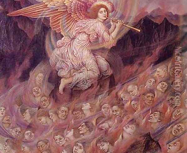 An Angel Piping to the Souls in Hell Oil Painting - Evelyn Pickering De Morgan