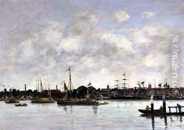 The Meuse at Dordrecht 1874 Oil Painting - Eugene Boudin
