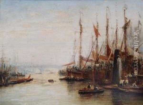 Early Morning Tide On The Thames Oil Painting - Francis Maltino