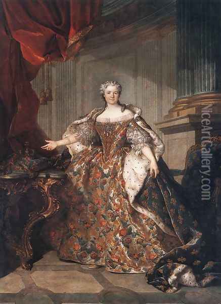 Marie Leczinska, Queen of France 1740 Oil Painting - Louis Tocque