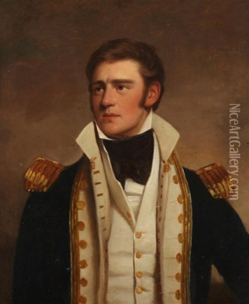 Portrait Of British Admiral Henry John Rous Oil Painting - Henry Perronet Briggs