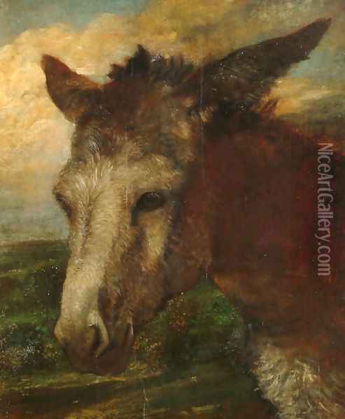Head of an Ass, c.1863 Oil Painting - George Frederick Watts