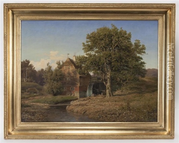 Untitled (watermill) Oil Painting - Anton Edvard Kjeldrup