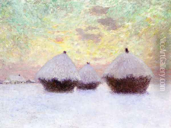Haystacks in the Snow Oil Painting - Emil Claus