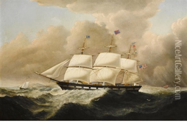 The Packet Ship Cromwell Of The White Star Line Off The Coast Of Anglesey Oil Painting - John Hughes