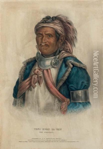 Qua-ta-wa-pea, A Shawanoe Chief; Payta-kootha, A Shawanoe Warrior; And Tens-kwau-ta-waw, The Prophet, From Mckenney And Hall's Oil Painting - John T. Bowen