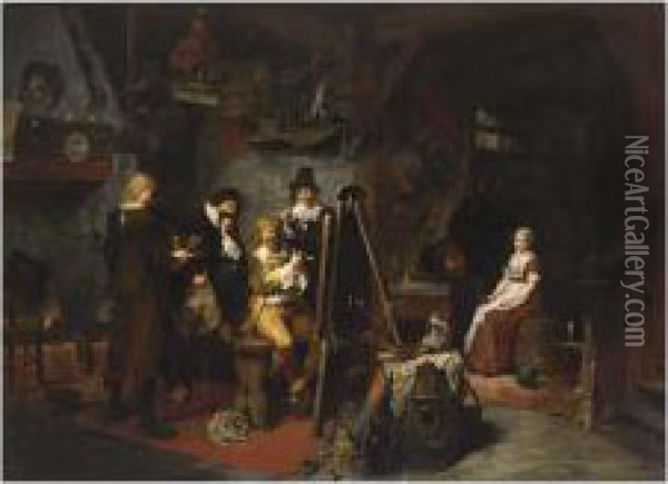 David Teniers In Seinem Atelier Oil Painting - Heinrich Schlitt