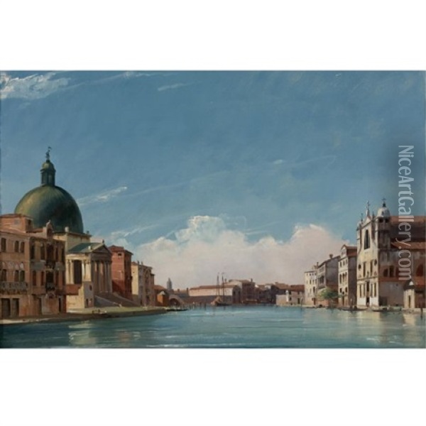 View Of The Grand Canal, Venice, Looking Southwest Oil Painting - Jules-Romain Joyant