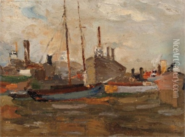 Port Of Montreal Oil Painting - Paul Archibald Octave Caron