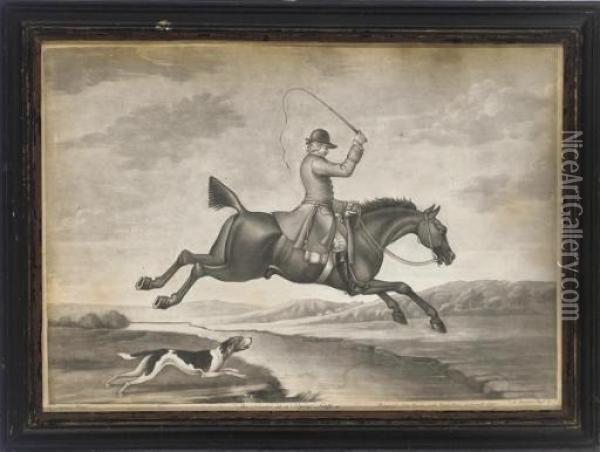 The Hunter In A Flying Leap, By R. Houston Oil Painting - James Seymour