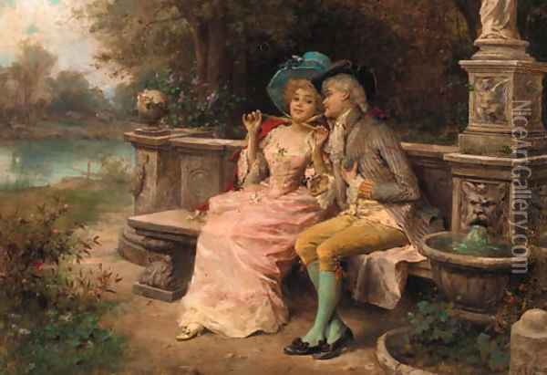 The flirting couple Oil Painting - Antonio Lonza