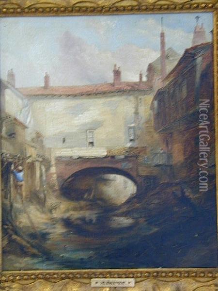 The High Bridge, Kings Lynn Oil Painting - Henry Baines