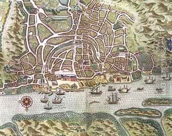 Map of the City and Portuguese Port of Goa India 2 Oil Painting - Johannes Baptista van, the Younger Doetechum