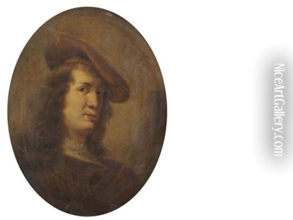 Portrait Of A Gentleman, Bust-length, In A Brown Cloak And Hat (+ Portrait Of A Lady, Bust-length, In A Brown Fur-trimmed Cloak; Pair) Oil Painting - Jan Olis