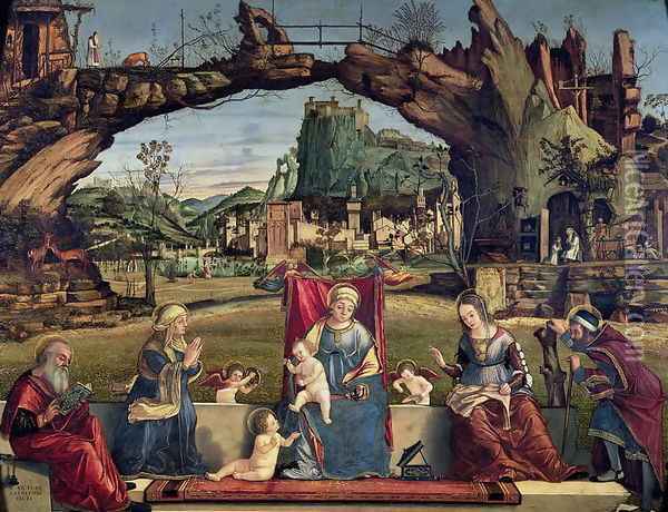 Sacra Conversazione, c.1500 (detail) Oil Painting - Vittore Carpaccio