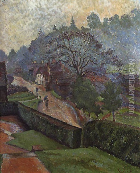 A Wet Day, Coldharbour From Roffy's Oil Painting - Lucien Pissarro