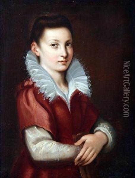 Portrait Of A Young Girl Wearing Frilled Lace Collar Oil Painting - Artemisia Gentileschi