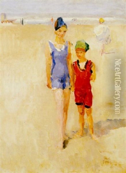 Bathers On The Beach, Viareggio Oil Painting - Isaac Israels