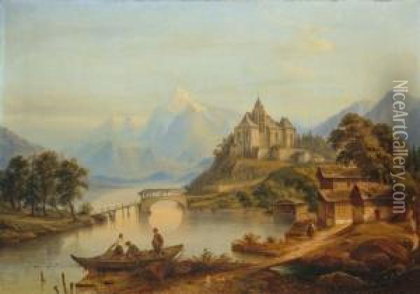 Am Walenstadter See In Der Schweiz Oil Painting - Heinrich Jaeckel