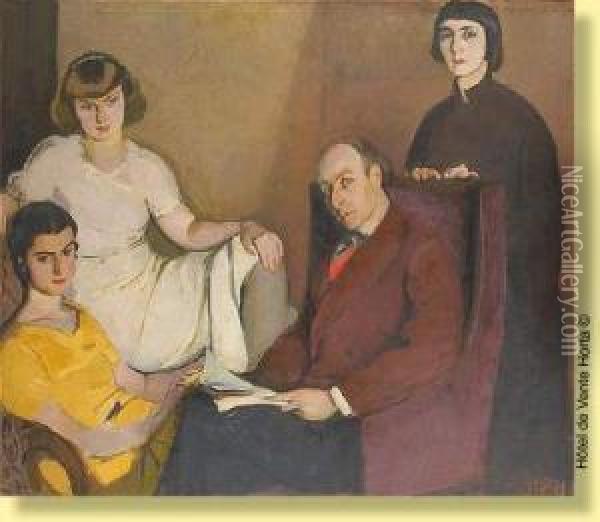 Portrait D'une Famille.
 Monogrammee Par Jean Van Den Eeckhoudt Datee De 38 Oil Painting - Jean Van Den Eeckhoudt