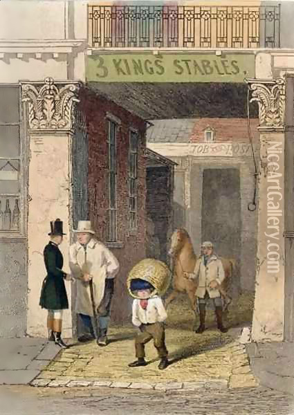 Remains of Clarendon House, Three Kings Livery Stables, Piccadilly Oil Painting - John Wykeham Archer