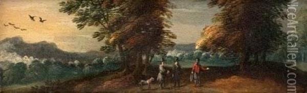Wooded Landscapes With Figures Oil Painting - Jan Wildens