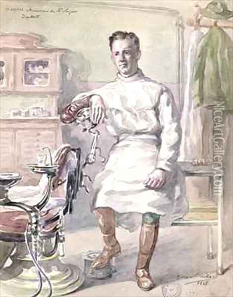 Military Dentist at the American Hospital of St Nazaire Oil Painting - Georges Eveillard