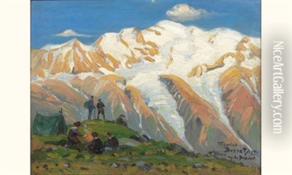 Le Camp De Base Du Mont Blanc Vu Du Brevent Oil Painting - Maurice Busset