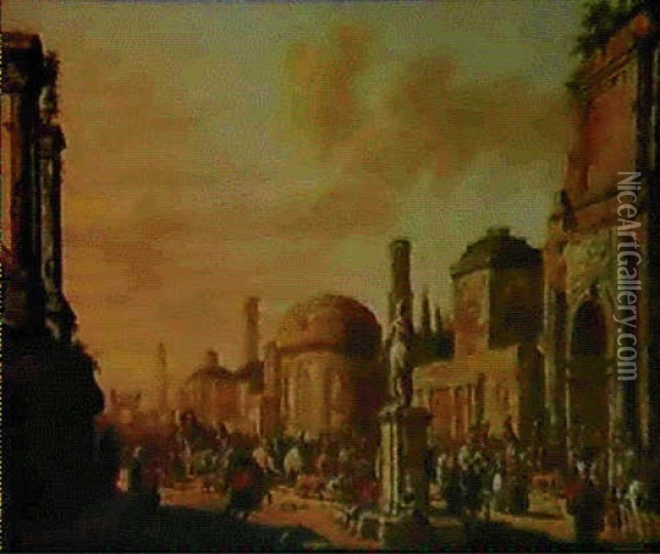 Procession Triomphale Dans Une Architecture Antique Oil Painting - Jacob Van Der Ulft