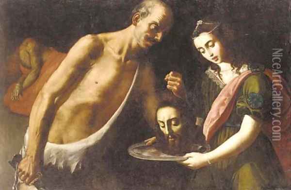 Salome with the head of Saint John the Baptist Oil Painting - Massimo Stanzione