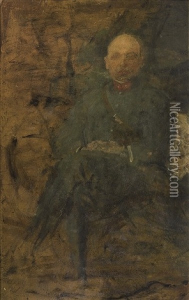 Portrait Of A French Officer Oil Painting - Olga Boznanska