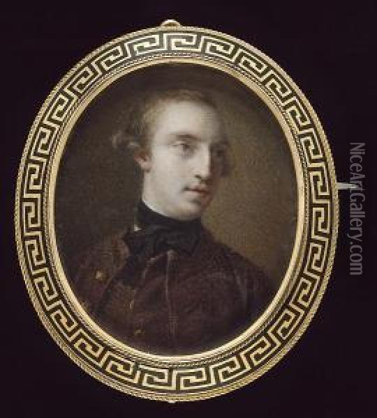 A Gentleman, Wearing Brown Coat, Matching Waistcoat And Tied Black Cravat Oil Painting - Thomas Frye